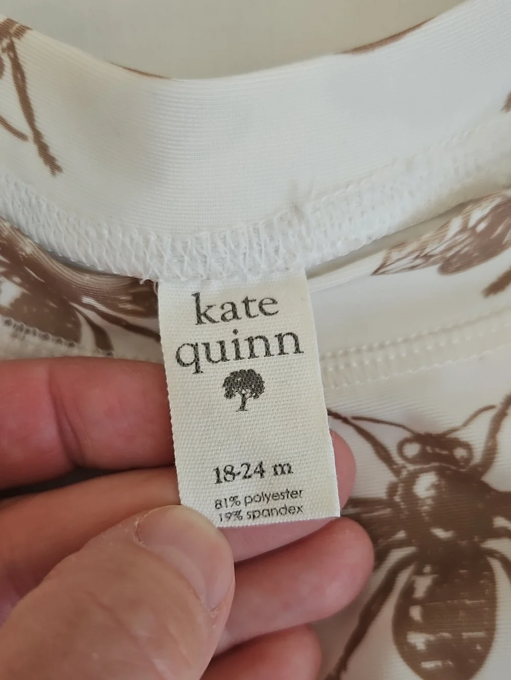 Kate Quinn Baby Bumble Bee Swim Tech Tee Shirt Size 18-24 Months Cream Gold